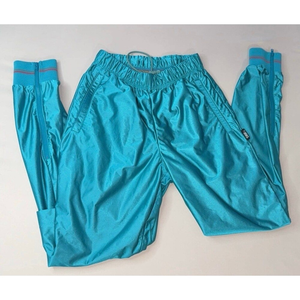 Vintage Asics Rawlings Japan Track Pants Teal Turquoise Knee Vents small